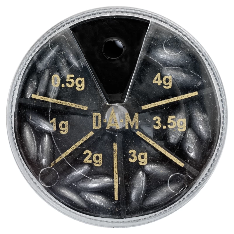 DAM Lead Assortment 80g - Olive W.Hole 3 DAM Lead Assortment 80g - Olive W.Hole