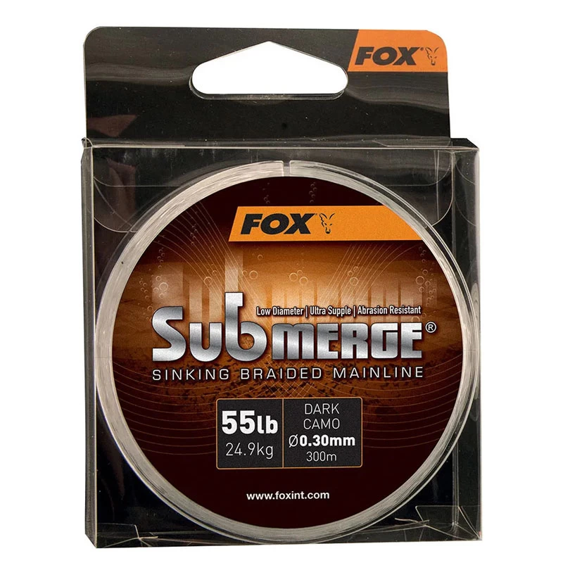 Fox Submerge Dark Camo Sinking Braid 300m - 0.30mm 55lb/25kgs 3 Fox Submerge Dark Camo Sinking Braid 300m - 0.30mm 55lb/25kgs